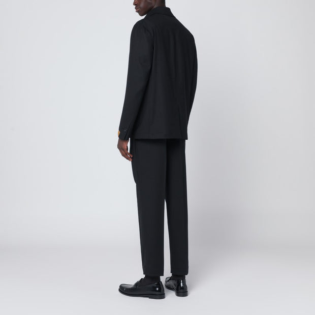 Santaniello Black Single-breasted Suit In Wool Blend