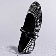 Larroude Verona Ballet Flat Crystal In Black Suede