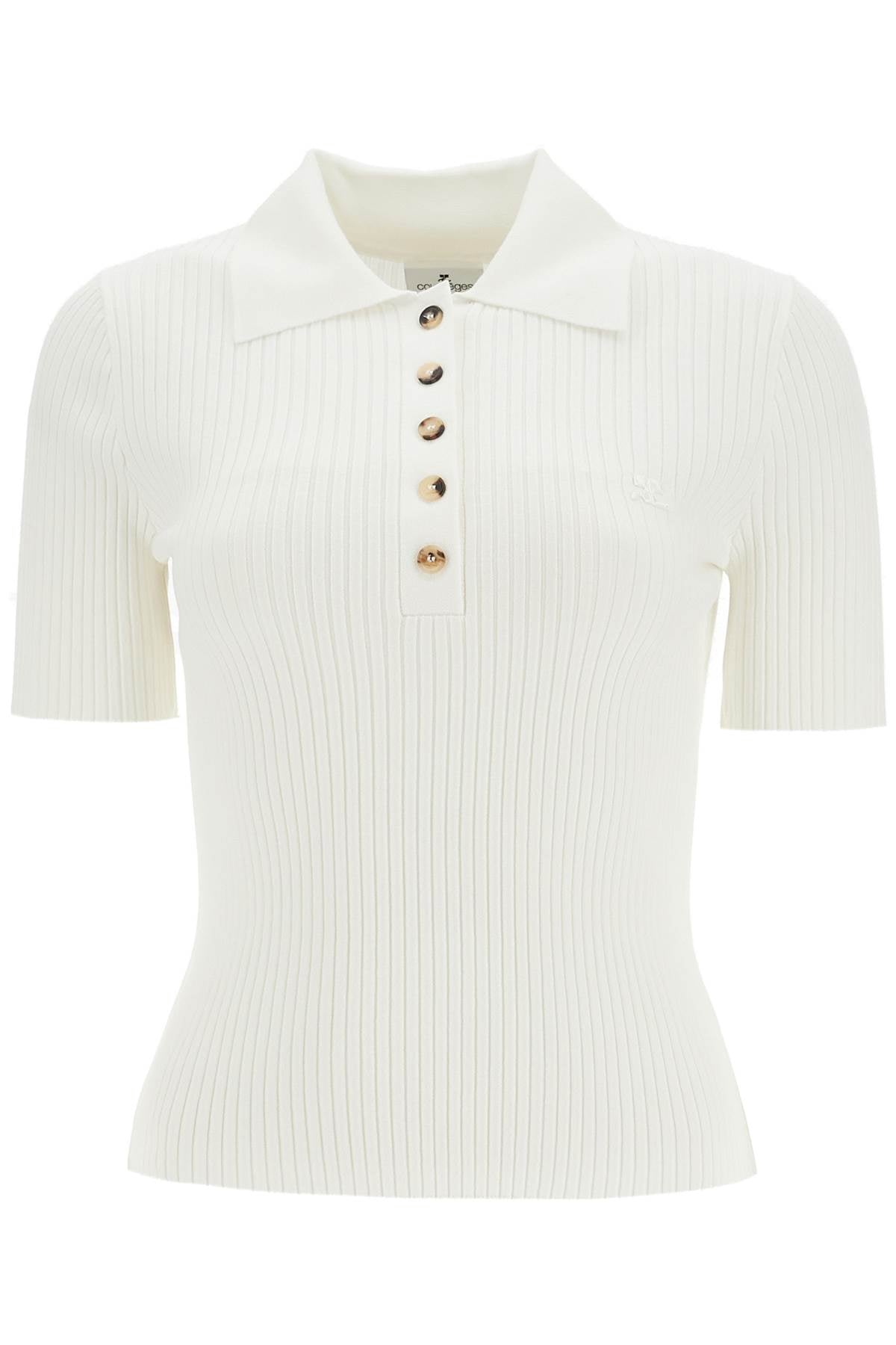 Courreges Short-sleeved Ribbed Polo Shirt