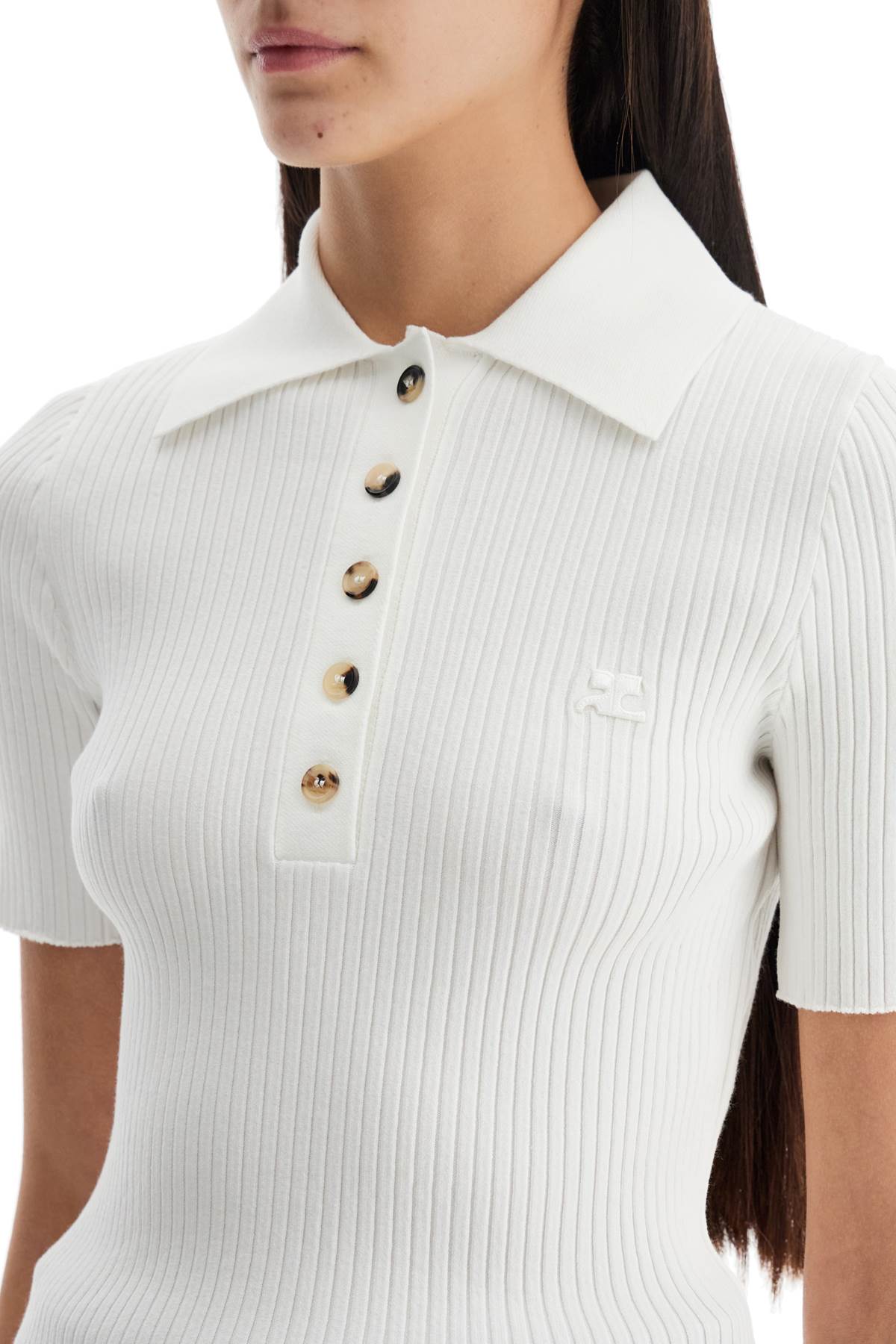 Courreges Short-sleeved Ribbed Polo Shirt