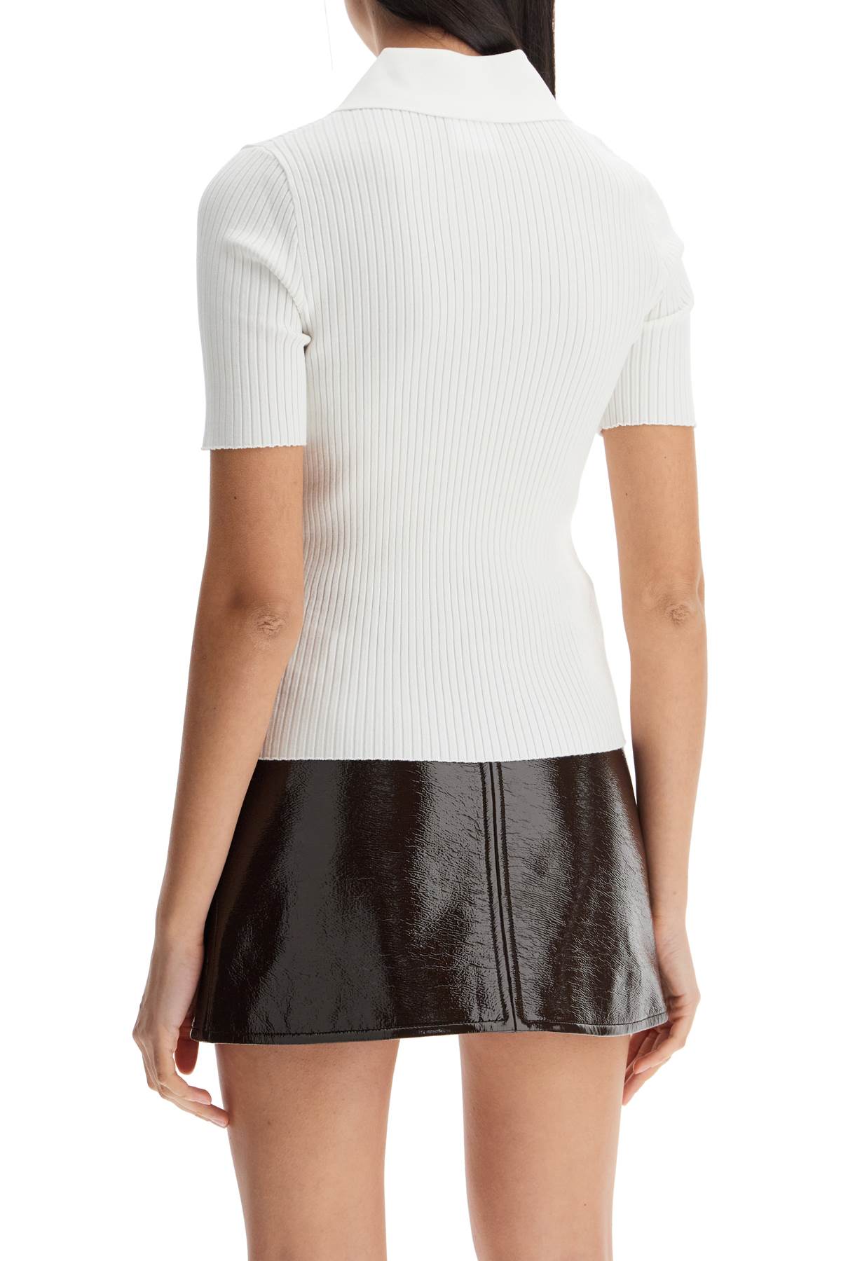 Courreges Short-sleeved Ribbed Polo Shirt