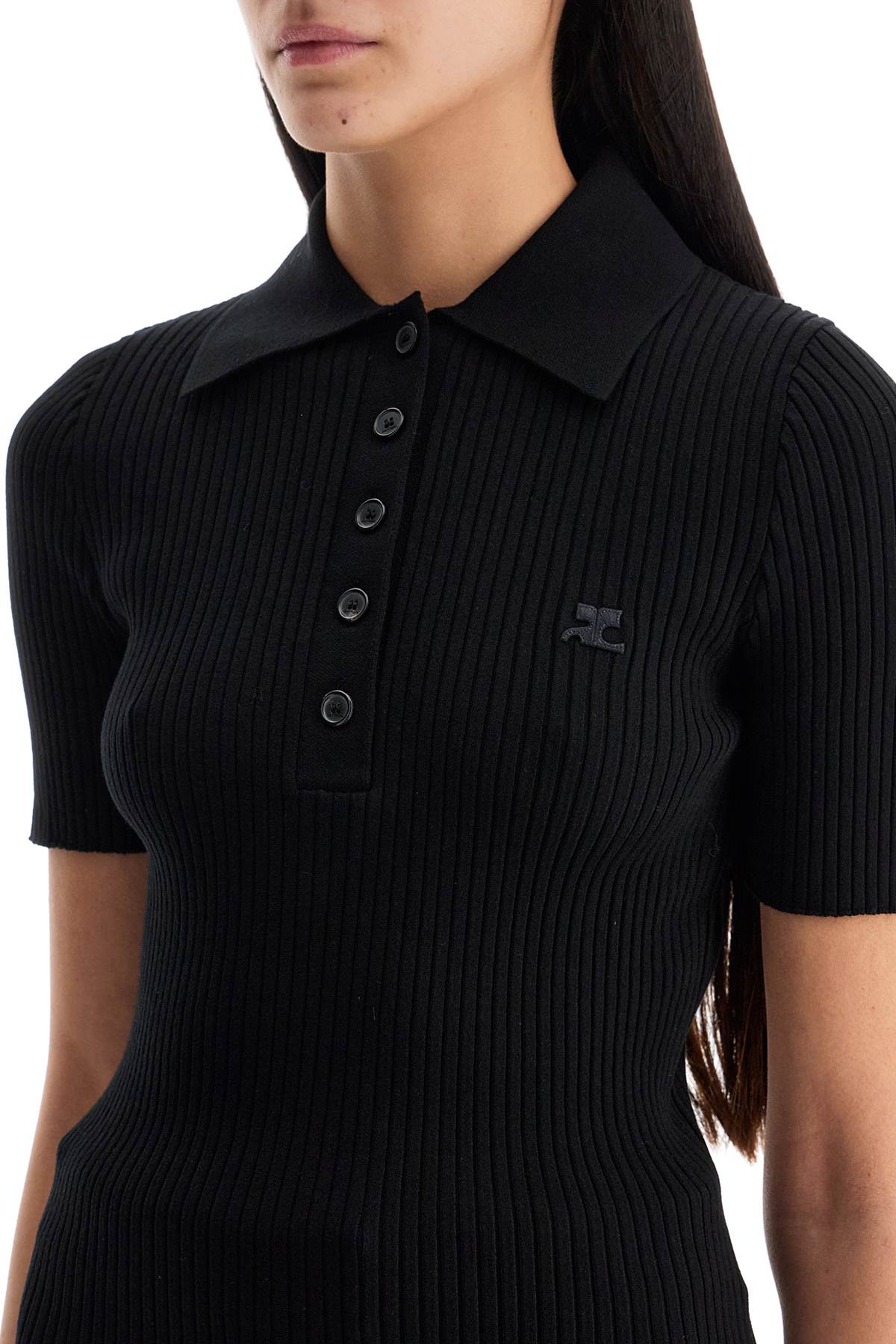 Courreges Short-sleeved Ribbed Polo Shirt