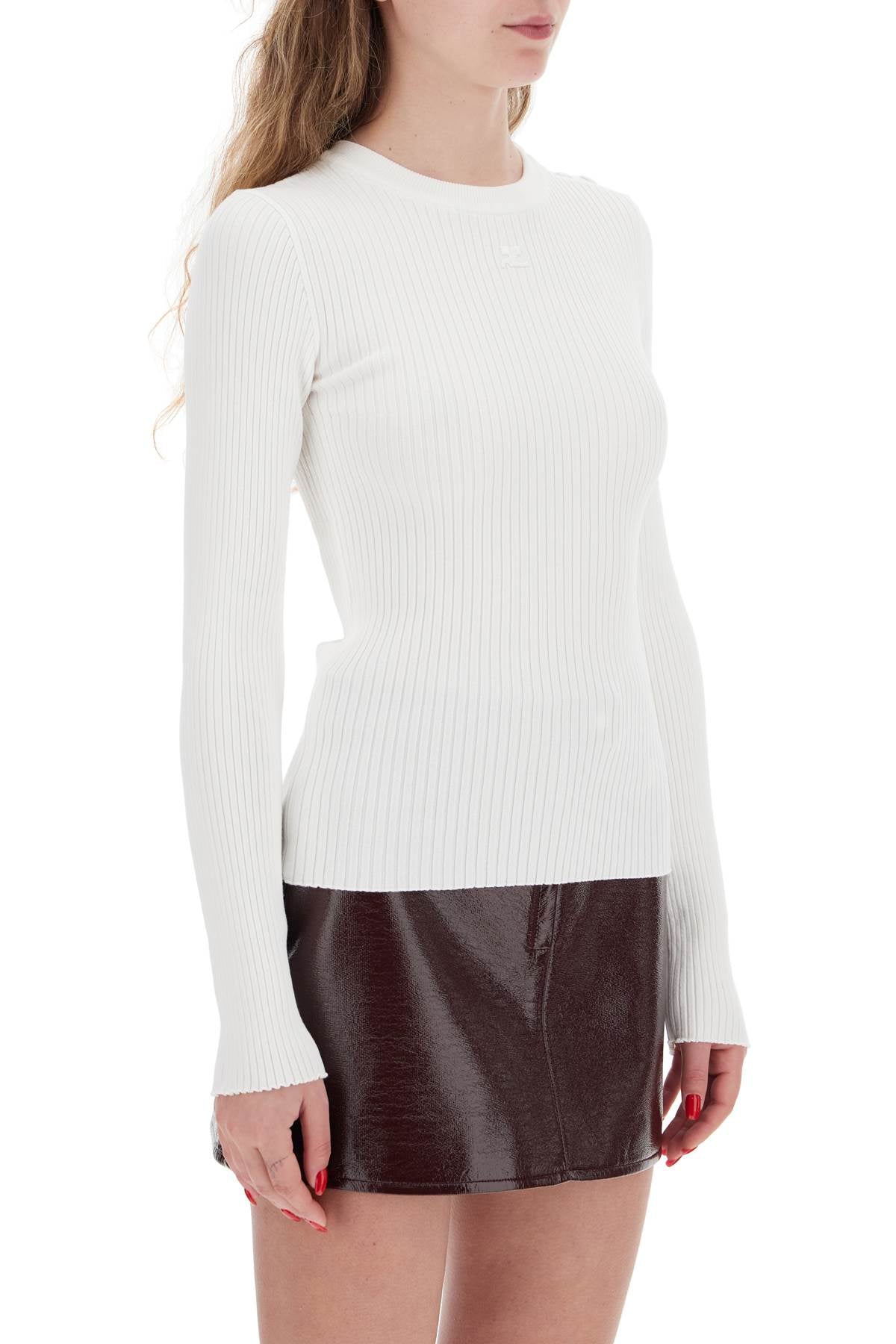 Courreges Ribbed Stretch Knit Pullover Sweater