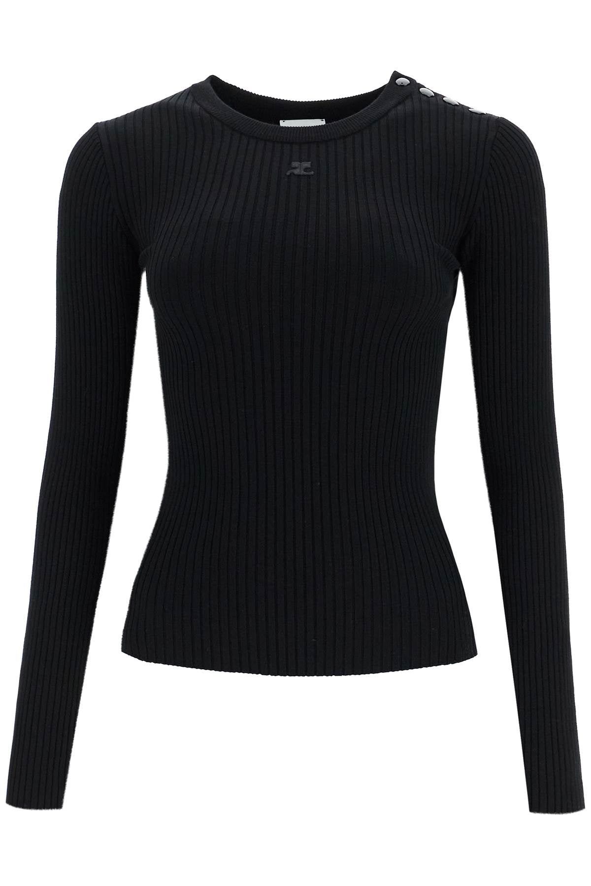 Courreges Ribbed Stretch Knit Pullover Sweater