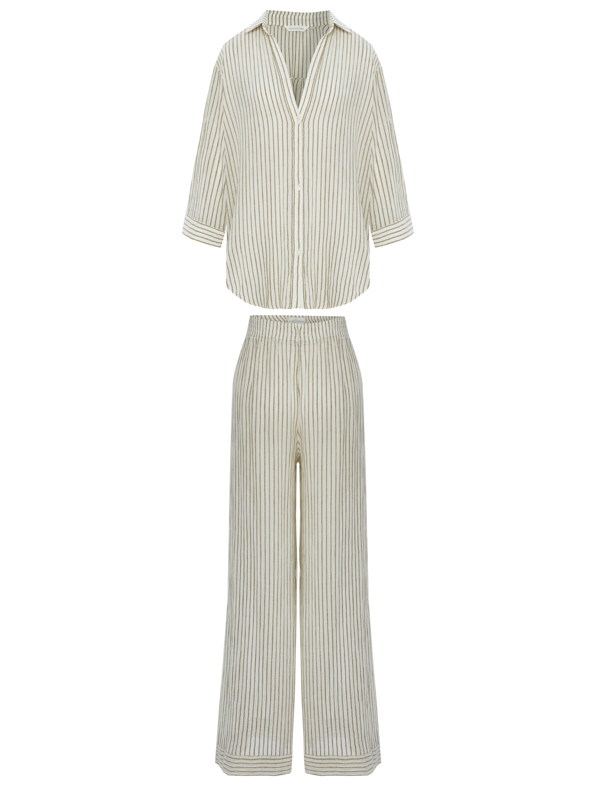 The Handloom Voyage Set - Khaki Green Stripes