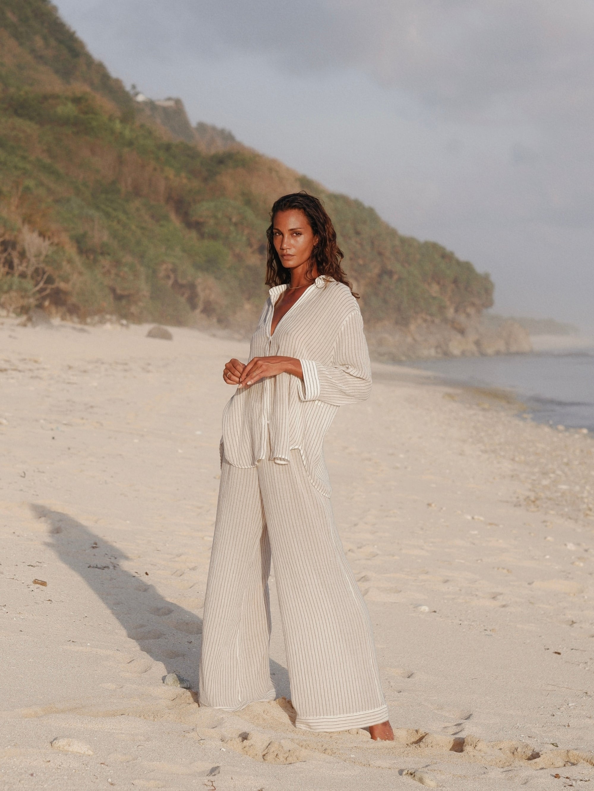 The Handloom Voyage Set - Khaki Green Stripes