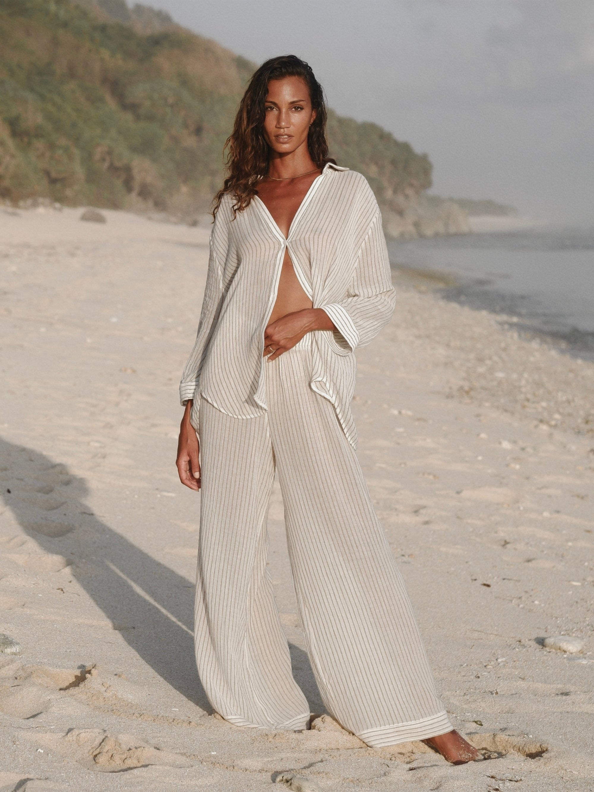 The Handloom Voyage Set - Khaki Green Stripes