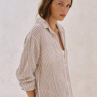 The Handloom Voyage Shirt Dress - Burgundy Stripes
