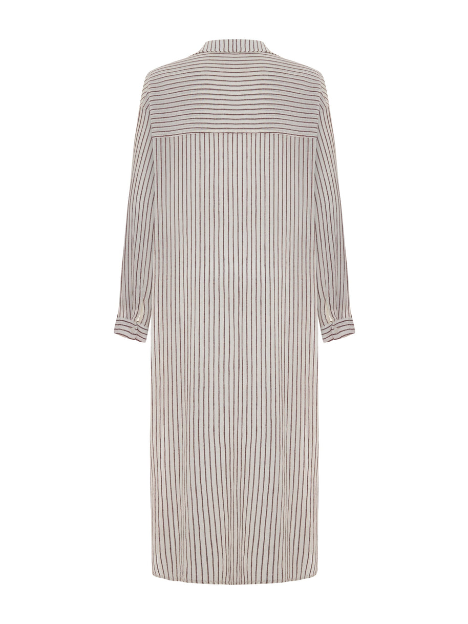 The Handloom Voyage Shirt Dress - Burgundy Stripes