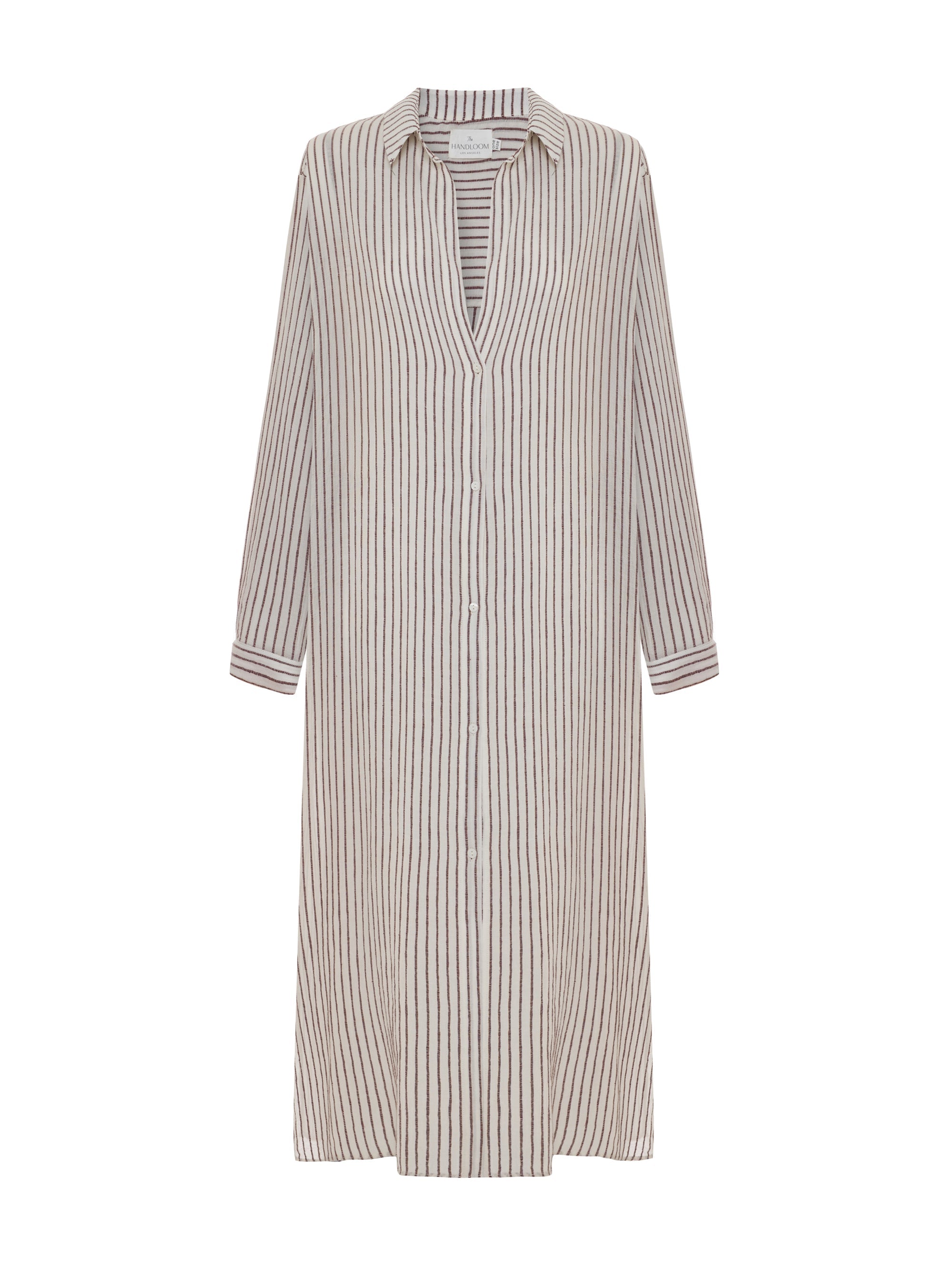 The Handloom Voyage Shirt Dress - Burgundy Stripes