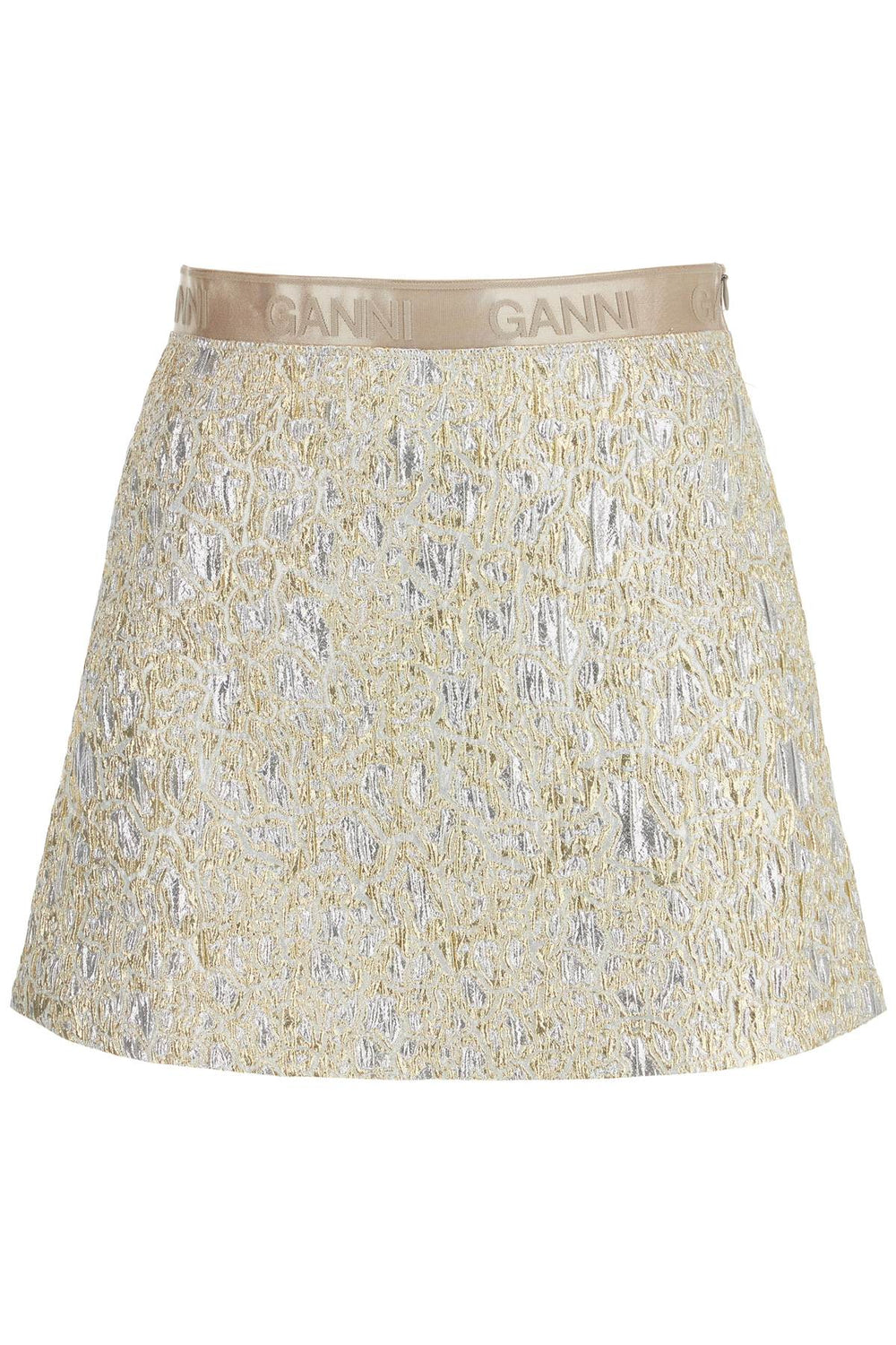 Ganni Metallic Cloqué Fabric Mini Skirt