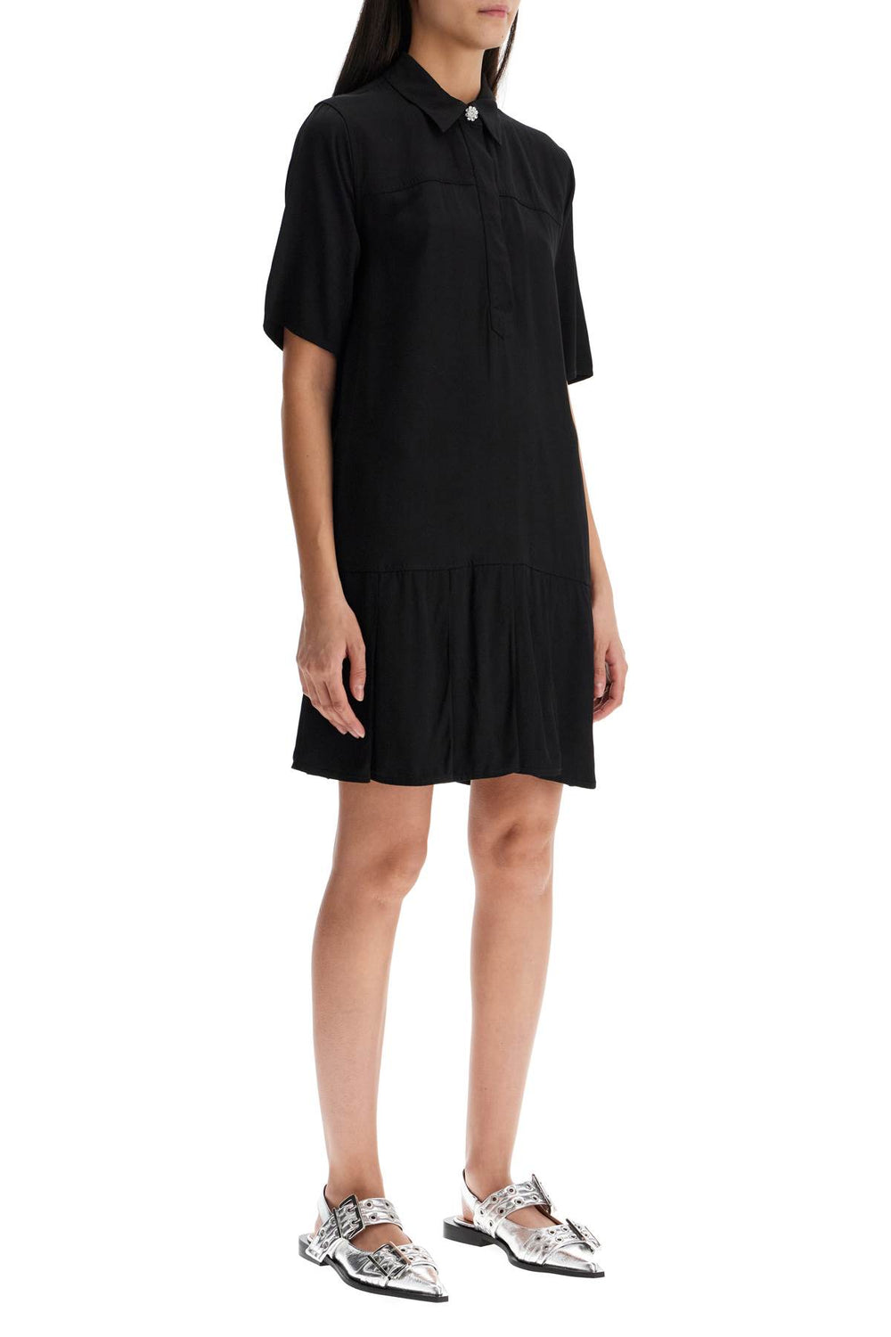 Ganni Viscose Twill Mini Dress