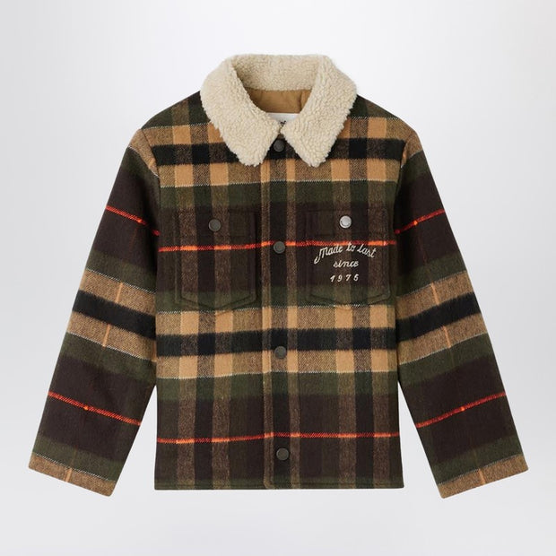 Bonpoint Kids' Baxter Khaki Checked Jacket