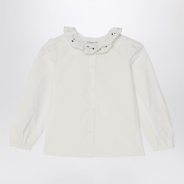 Bonpoint Kids' White Ruffled Blouse