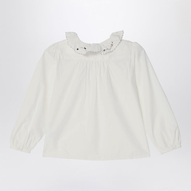 Bonpoint Kids' White Ruffled Blouse