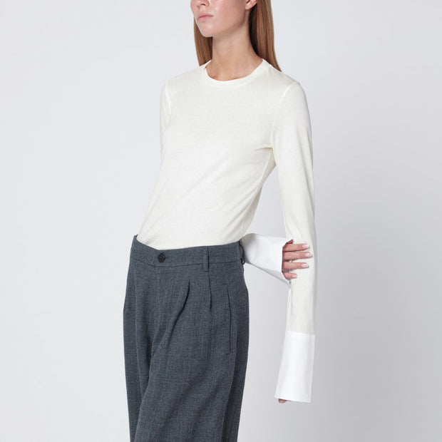 DARKPARK Ivory Nora Jumper With Shirt Cuffs