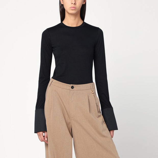 DARKPARK Nora Black Sweater With Shirt Cuffs