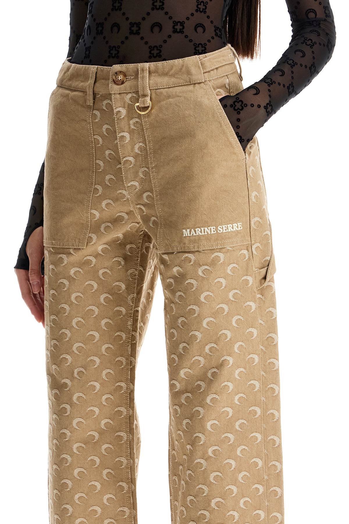 Marine Serre All Over Moon Jacquard Workwear Pants