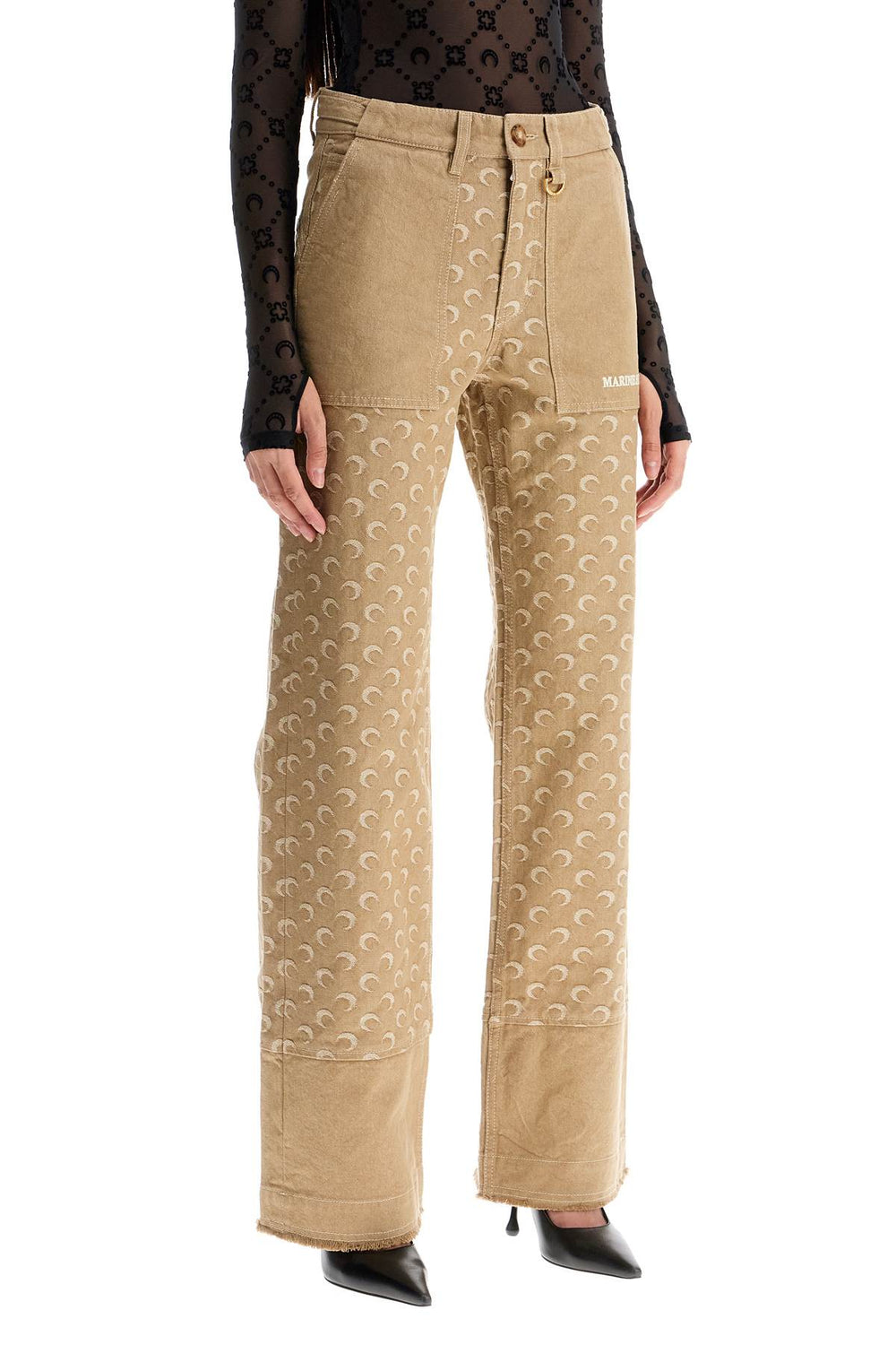 Marine Serre All Over Moon Jacquard Workwear Pants