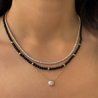 Zoe Lev 14K Gold Black Onyx Segment Bead Necklace