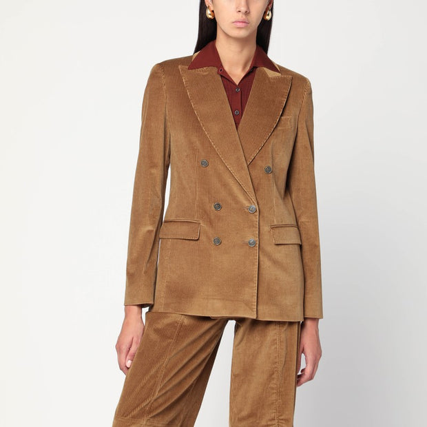ETRO Brown Double-breasted Velvet Jacket
