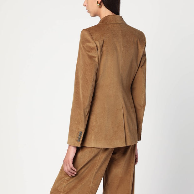 ETRO Brown Double-breasted Velvet Jacket