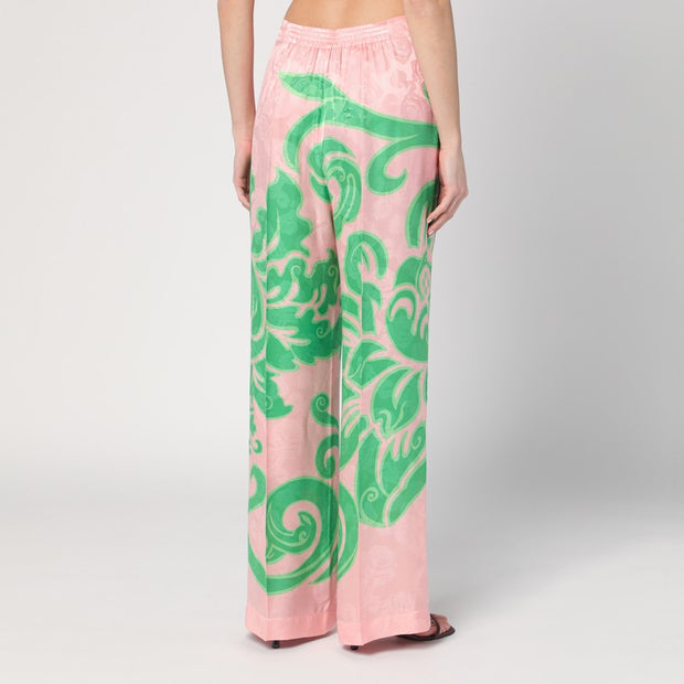 ETRO Wide Printed Trousers In Silk Blend