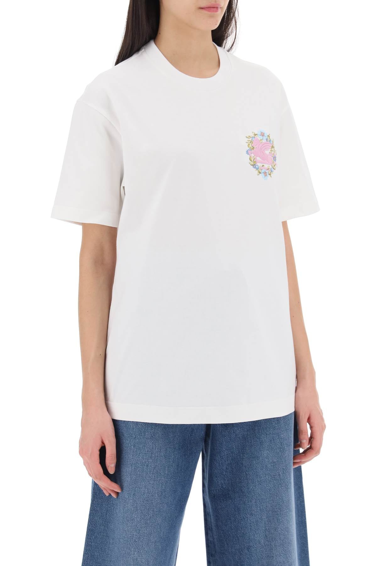 Etro Floral Pegasus Embroidered T-shirt