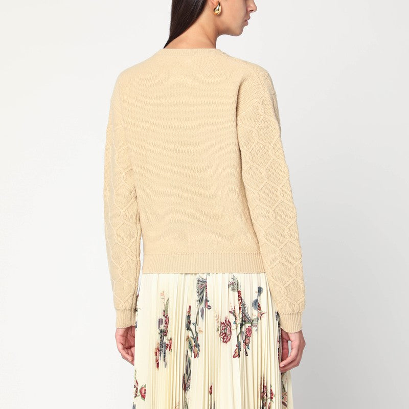 ETRO Beige Wool Sweater With Embroidery