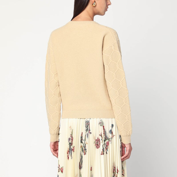 ETRO Beige Wool Sweater With Embroidery