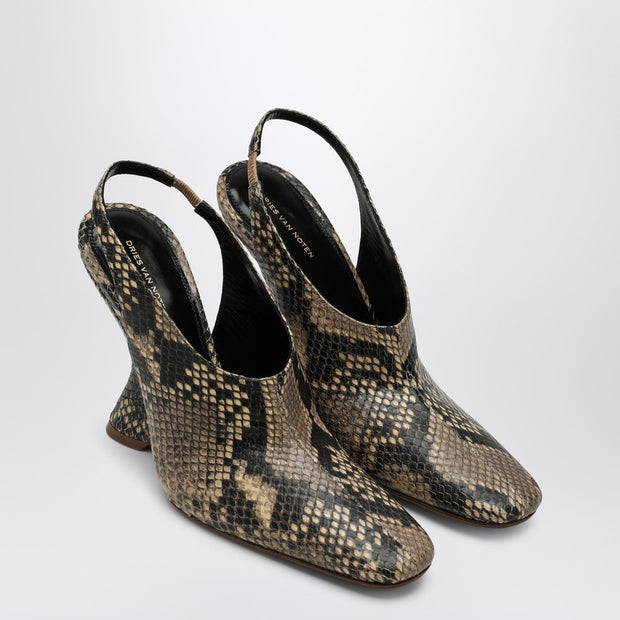 Dries Van Noten Pumps With A Wedge In Printed Leather