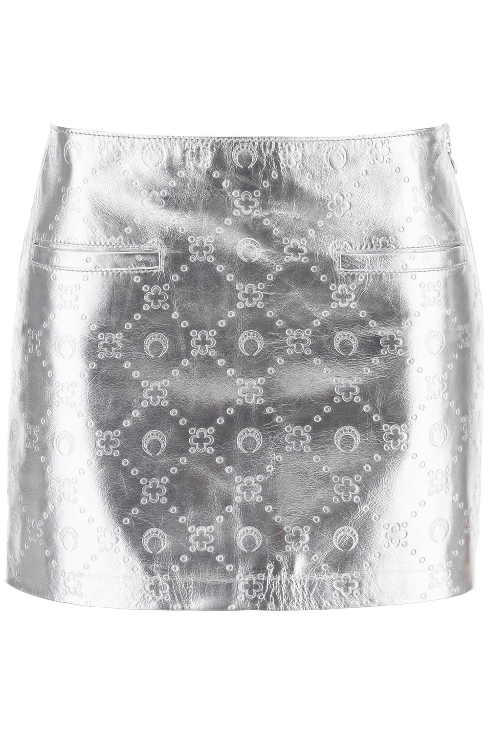 Marine Serre Moonogram Mini Skirt In Laminated Leather