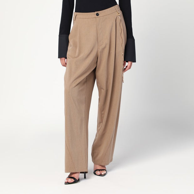 DARKPARK Phebe Beige Trousers With Chain