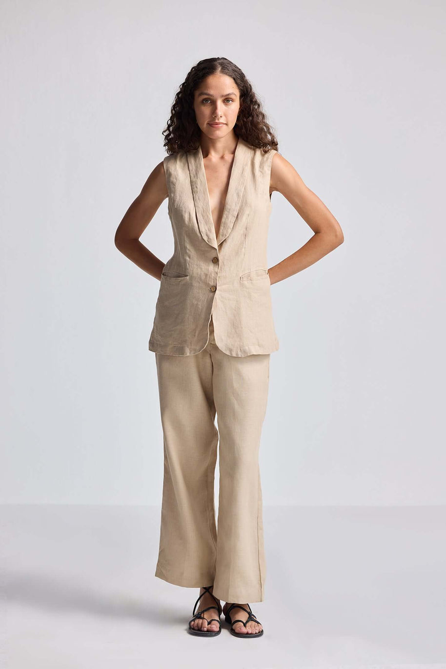 Reistor Sleeveless Hemp Jacket Set