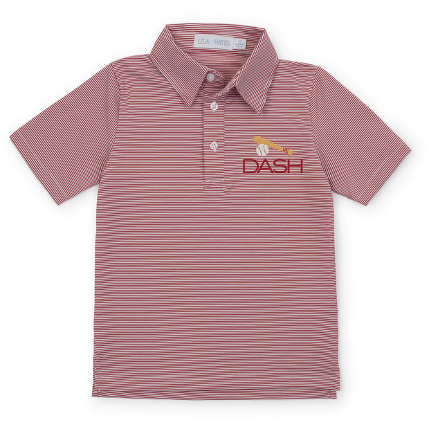 Will Boys' Performance Polo by LH Sport - Red Stripes