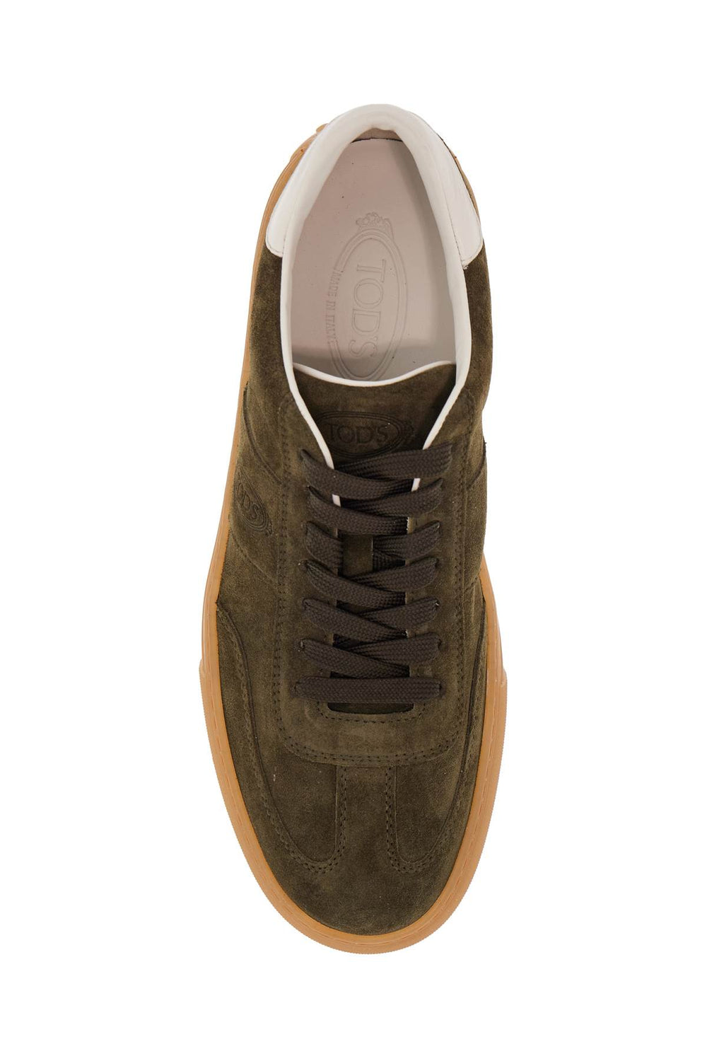 Tod'S Olive Green Suede Lace-Up Sneakers