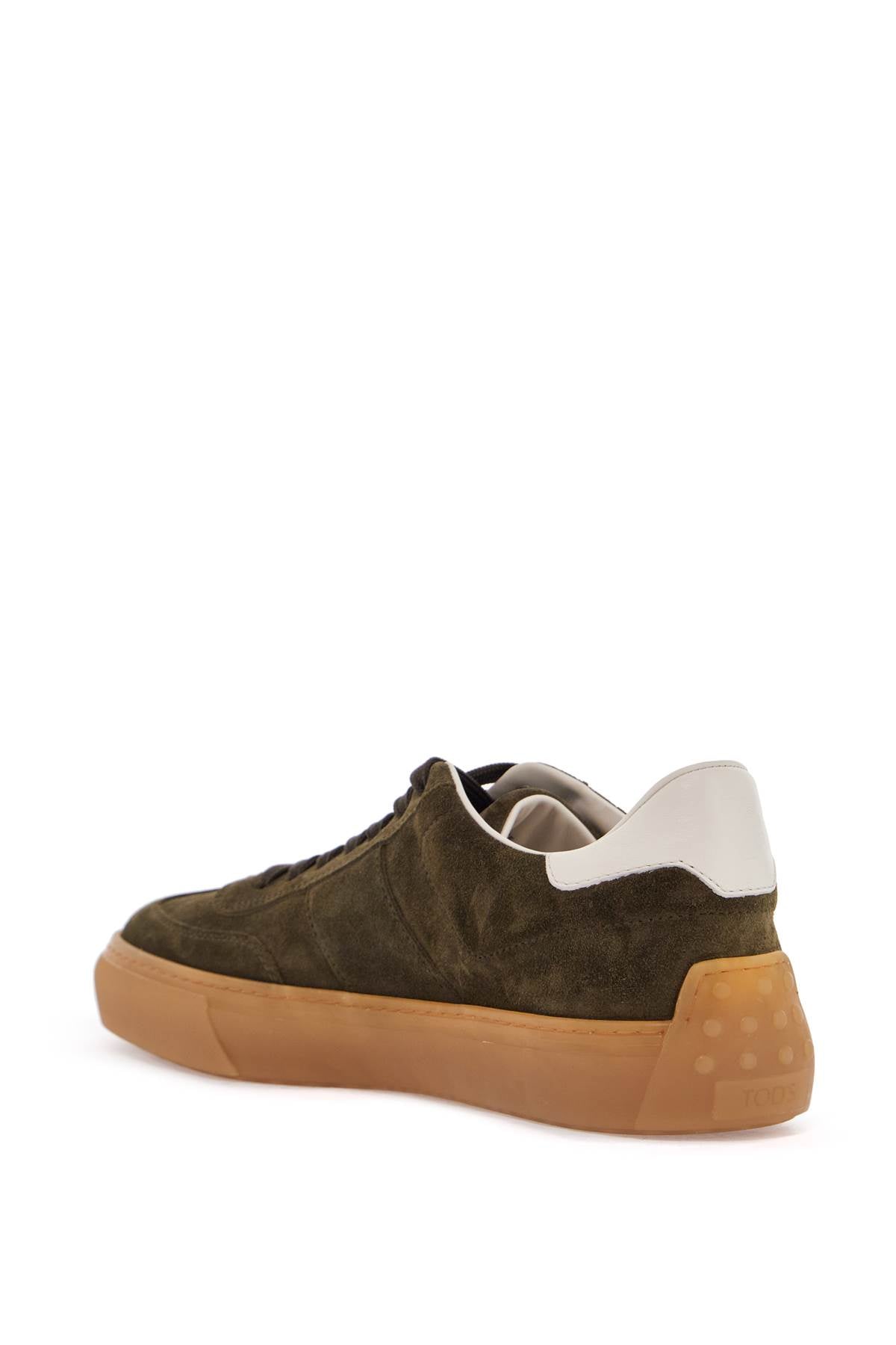 Tod'S Olive Green Suede Lace-Up Sneakers