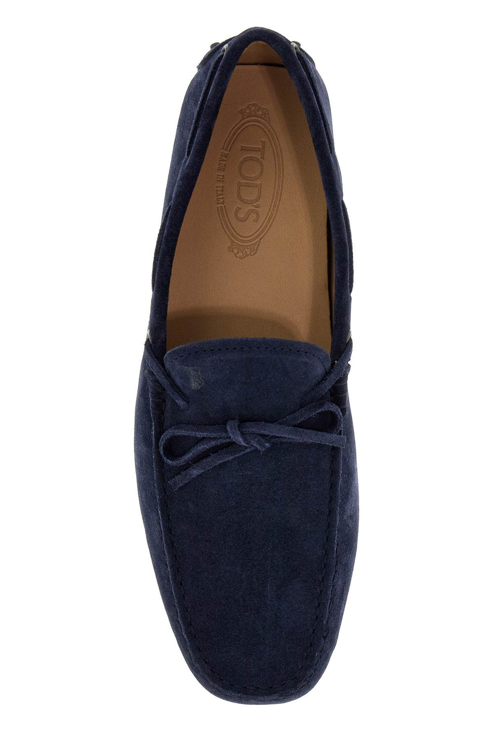 Tod'S Blue Suede Gommino Loafers With Laces