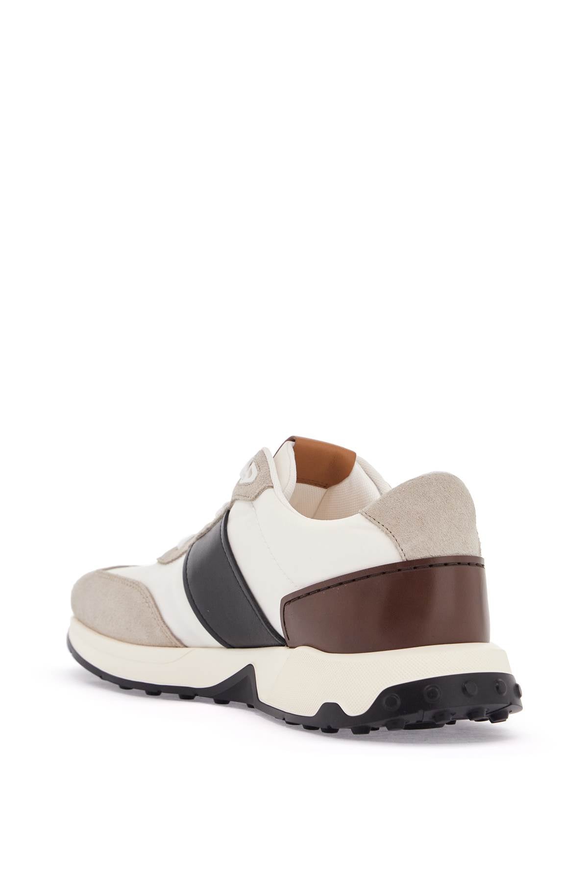 Tod'S White Leather And Suede Running Mid Volume 63K Sneakers