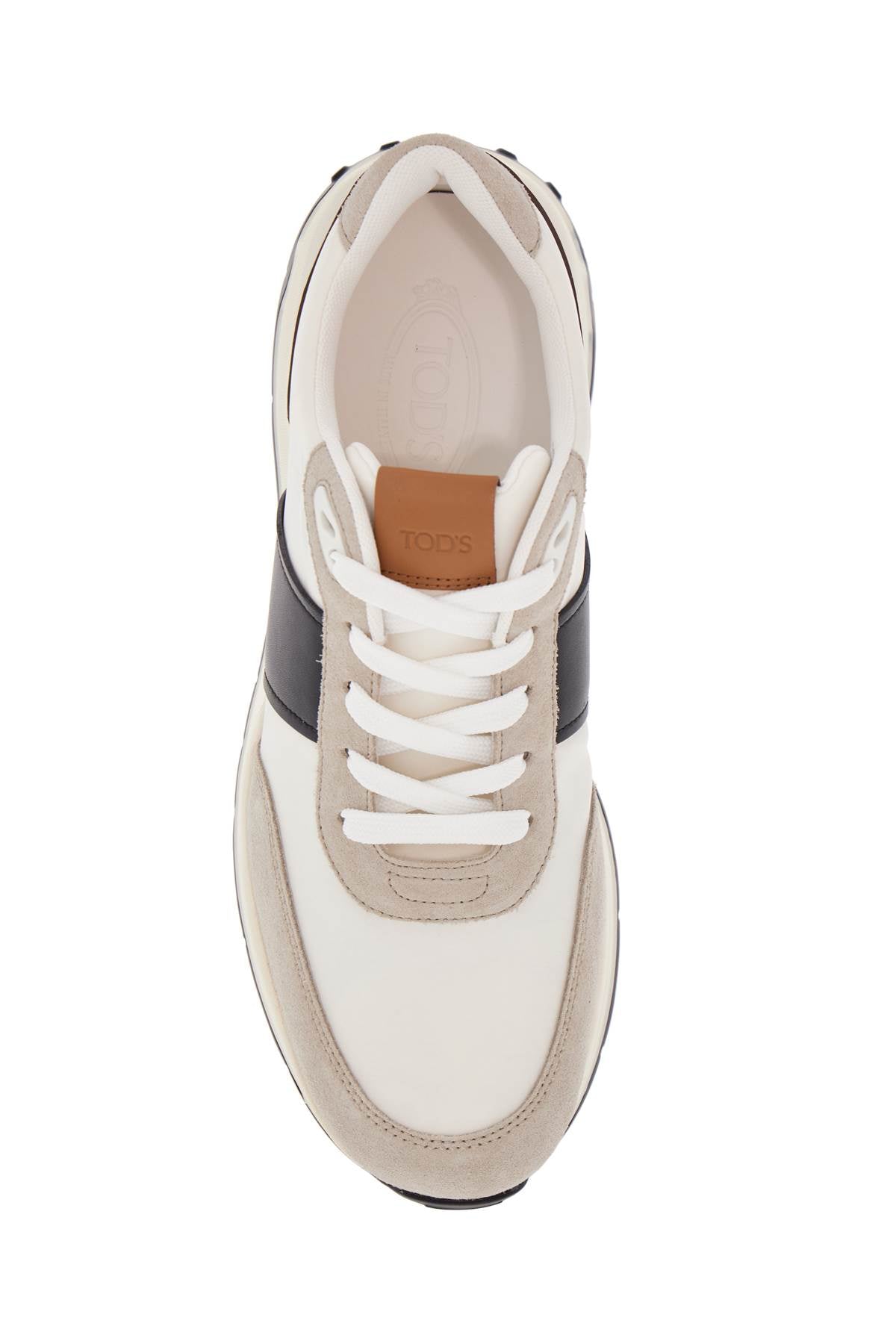 Tod'S White Leather And Suede Running Mid Volume 63K Sneakers