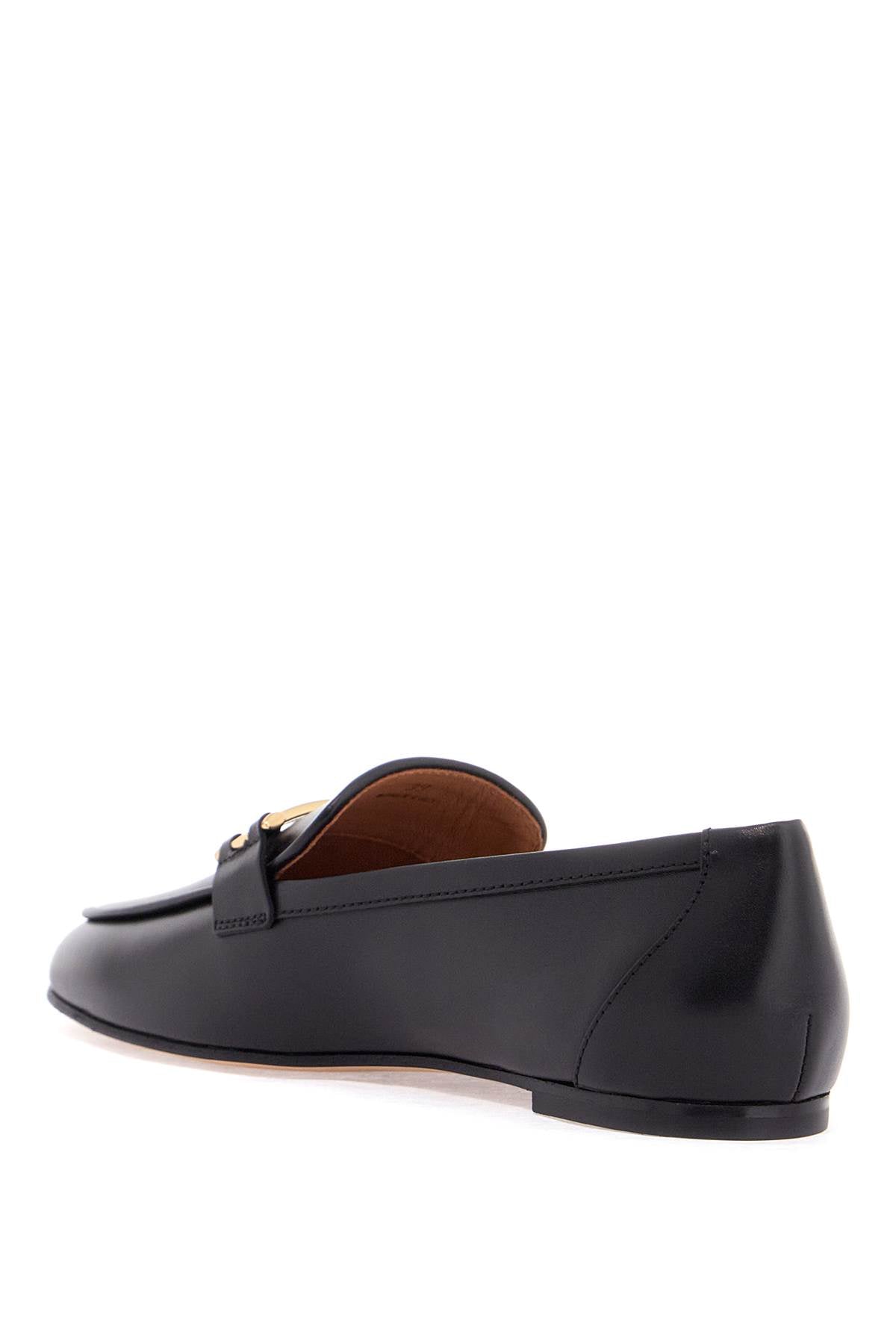 Tod'S black Calfskin Loafers With Metallic Band