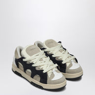 Santha Model 1 Cream/navy Blue Mesh And Suede Sneaker