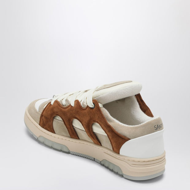 Santha Cream/brown Mesh And Suede Model 1 Sneakers