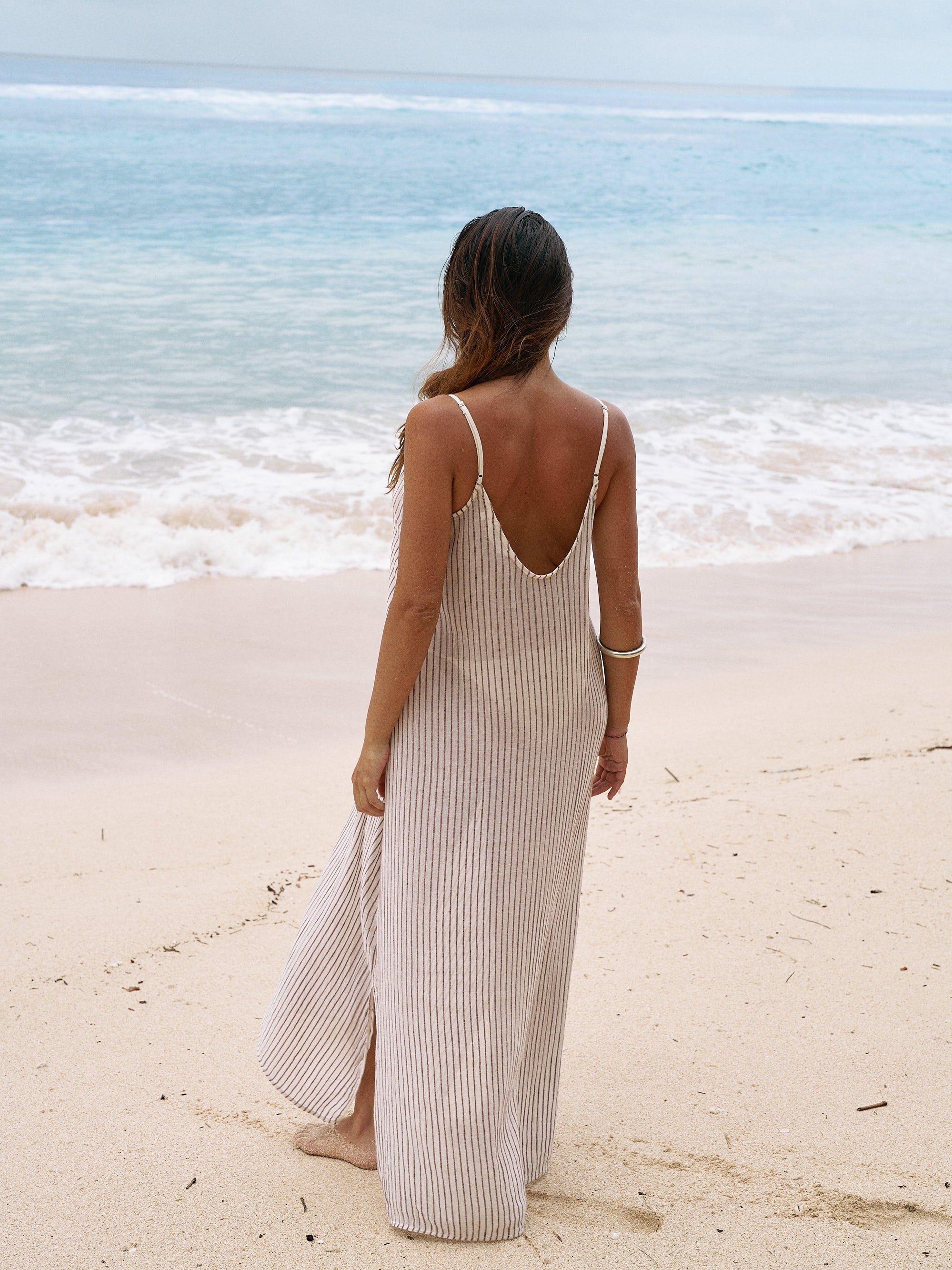 The Handloom Yaz Dress - Burgundy Stripes