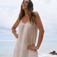 The Handloom Yaz Dress - Burgundy Stripes