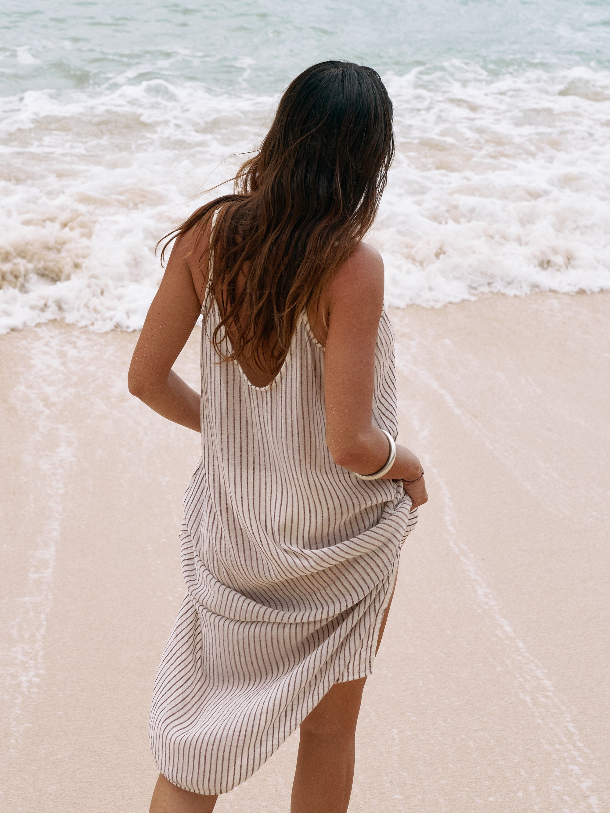 The Handloom Yaz Dress - Burgundy Stripes