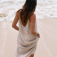The Handloom Yaz Dress - Burgundy Stripes