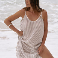 The Handloom Yaz Dress - Burgundy Stripes