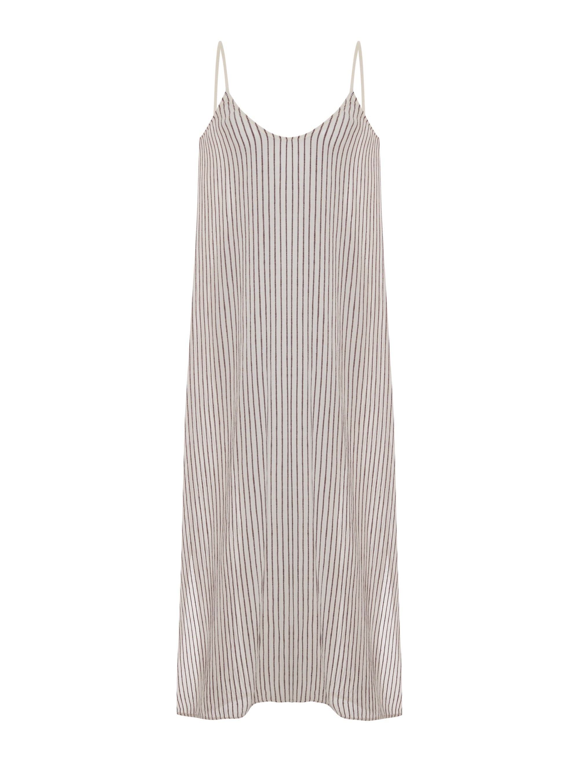 The Handloom Yaz Dress - Burgundy Stripes