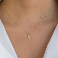 Zoe Lev Diamond Moon Necklace